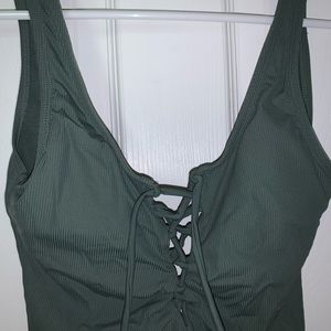 Army green one piece swimsuit
